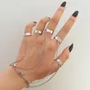 Hiphop Silber Farbe Lange Quaste Kette Ring für Frauen Männer Mode Metall Einstellbare Offene Finger Ringe Set Geschenk Schmuck