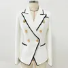 VT06 Women's Suits & Blazers Woolen White fashionblog weddingday Fringed Gold Double Breasted Button Metal Buckle Slim Business Wear Suit Jacket