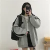 Mulheres Hoodies Moletons Mulheres Hoodie Harajuku Versão Coreana Oversized Cor Sólida Zip Up Moletom Feminino Casual Manga Longa Bolso Casaco Com Capuz Jaqueta 220923