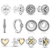 Boucles d'oreilles vente Promotion Pan-Style 925 argent coeur femmes Piercing oreille fleur dormeur Couples bijoux 2022 tendance