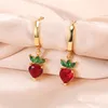 Stud Earrings Vintage Purple Crystal Grape Fruit for Women Simple Cute Strawberry Small Jewelry Girl Christmas Gift