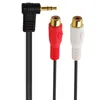 Câbles audio plaqué or 90 degrés coudé 3.5mm stéréo mâle Jack vers double RCA femelle adaptateur Audio câble cordon 1.5 m/1 pièces