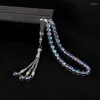 Strand Tasbih österrikisk kristall 8mm pärlor med metall tofs stil kvinnor bön present muslimska rosenkransbröllop gåvor