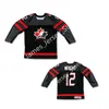 الهوكي الجامعي الجديد يرتدي شين رايت هوكي جيرسي مخصص خمر OHL الملوك Frontenacs Jersey 2021 IIHF U18 قمصان بطولة العالم