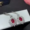 Studörhängen fina smycken 925 Sterling Silver Burma Natural Ruby Ear Studs Lovely Ladies Support Testing