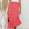 Skirts 2022 Women Floral Lropard Print Chiffon Elastic Waist Pleated Maxi Beach Boho Style Vintage Summer Split Long XL