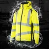 Jackets masculinos Inverno espesso refletivo Hi Vis Casaco de algodão acolchoado Motocicleta Trabalho de segurança do vento Coats4xl à prova de água do vento