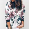 Kvinnorjackor överdimensionerade 5xl Bomber Short Jacket Autumn Women Pockets dragkedja långärmad kappa Kvinnlig blommor Tryckt vit jacka Kvinna 220924