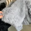 Frauen Pelz Faux Harppihop gestrickte Echte Kaninchen pelzmantel frauen mode lange kaninchen jacke Outwear winter 220923