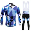 2024 Pro Mens Space Blue Winter Cycling Jersey Set Long Sleeve Mountain Bike Cycling Clothing Breattable Mtb Bicycle Clothes Wear Suit B35