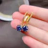 Bengle oorbellen 2022 Totaal 2ct blauwe moissaniet gesp voor vrouwen sieraden real 925 zilveren kleur lab diamanten meisje verjaardagscadeau