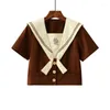 Kleidungssets Japanisch-orthodoxer JK-Uniformrock Damen Marine-Stil Matrosenanzug College-Stil langärmeliges Schulmädchen