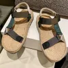 Autumn new mens womens couple sandals classic fashion simple generous daily all match comfortable well known brand straw sandal Net celebrity recommended models