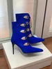 New 22SS pointed ankle boot leather pearl heel height 7.5 size 35-42 six color Y2k Downright Skin-ful