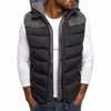 Men's Tank Tops Lugentolo Winter Vests Men Hooded Plus Size Sleeveless Jacket Fashion Color Matching Cotton Mens Clothing