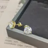 Stud Earrings Hiphop Real 1.2-2ct D Color Round Moissanite Diamond With Screwback 925 Sterling Silver Women Gift