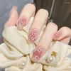 Valse nagels 24 -stcs/doos gradiënt kleur kunstmatige druk met lijm lange kist nep mooie meisjes nail art ballerina