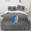 Bedding Sets Anime Attack on Titan 3D Conjunto de roupas de cama impresso de edredão Freedom Freedom Wings Formuladas para meninos crianças Twin Single Tamanho completo 220924