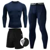 T-shirts hommes 23pcs ensembles costume de boxe rashguard kit mâle MMA vêtements de compression hommes t-shirt à manches longues leggings survêtement 271S