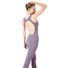 Active Sets Yushuhua Sexy Big Backless Sport Suit Front Hollow Yoga Set Fitness Jumpsuit Women Gym Elasticity Running Training Athletic