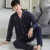 Herren-Nachtwäsche, gestreifte Pyjamas für Männer, Frühling, lange Hülse, Umlegekragen, Strickjacke, Herren-Homewear, 4XL, männlich, Lounge-Pijama