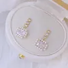 Ohrstecker Korean Ankunft Großer Kristallohrring für Frauen Vintage Würfel Zirkonia Hochzeit Verlobungsanhänger Bijoux Geschenk