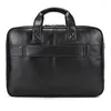 Briefcases Luufan Crazy Horse Genuine Leather Men's Briefcase 17" Laptop Business Handbag Vintage Male Big Office Shoulder Bag