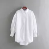 Blouses -shirts voor dames Stijlvolle vrouwen Lange shirt Leermode Wit en zwarte blouse Moderne dame losse lange mouw shirts 220923