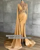 Parti Elbiseleri Gelinfair Gold Denizkızı Boyun Dantel Aplik Uzun Kollu Prom Elbise Boncuklu Kız Afrika Akşam Elbise Robe De 220923