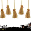 Mini Witch Broom Halloween Hanging Decorations Wood Straw Brooms Costume Props Halloween Party Decor Dollhouse Accessories