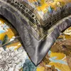 Zestawy pościeli luksusowe vintage żywe ptaki kwitną złotą kołdrę Queenking Rozmiar 4PCS Jedwabny miękki zamek pościeli Setek łóżka 2 Pillow Shams 220924