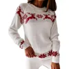 Damestruien lange mouw gebreide vrouwen kerst jumper top herfst winter eland sneeuwvlok print pullover trui streetwear