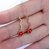Stud Earrings Cute Jewelry Delicate Girl Women Ear Red/Yellow Enamel Tiny Flower 925 Sterling Silver Wave Minimalist Earring