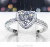 Cluster Rings Heart Shape Female Ring Silver Color Zircon Cz Engagement Wedding Band For Women Bridal Fine Party Jewelry
