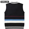 Men's Sweaters Harajuku Retro Designer Jumper Knit Sweater Vest Winter Korean Black Striped Sleeveless Thick Sweater Grandpa Ugly Sweater Women 220926