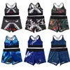 Maillots de bain tenues femmes survêtements dessin animé imprimé séchage rapide gilet et short deux pièces ensemble sport Fitness ensemble