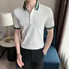 Erkek Polos 2022 Yaz Yakası Polo Gömlek Erkekler Kısa Kollu İş Sosyal Gündelik İnce Fit Office Tee Street Giyim Giyim