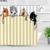 Shower Curtains Cute Owl Cartoon Funny Animal Panda Pet Cat Colorful Flowers Children Bathroom Decor Kids Bath Curtain Set Hooks 220922