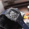 SuperClone Luxury Mens Mechanics Watch Richa Milles Personality R RM035同じ中空のワインバレルフルオートマティックメカニカルウォッチシリコン