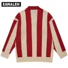 Pulls pour hommes Harajuku Vintage rayé revers tricot surdimensionné épais pull grand-père moche femmes Y2K 220926