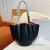 2022 Evening Bags Foldable Shell Tote Bags Women Folding Process Handbag Shoulder Leather Designer Brand Crossbody Female Bucket