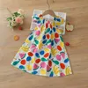 Vestidos femininos casuais meninas bebês crianças crianças infantis estampas de frutas de praia vestido de princesa floral sem mangas roupas de verão