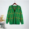 女性のセーター女性セーターカーディガンエレガントな緑の縞模様の編み女性服秋冬2022年長袖コート女性プリントセーターT220925