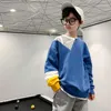 Pullover kinderen jongens sweatshirts kleding mode patchwork streetwear Koreaanse tiener herfst losse lange mouwen tops 5 6 8 11 12 14 jaar 220924
