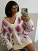 Women's Sweaters Women Leopard Autumn Sweater Cardigan Loose Spotted Printed Female Winter Elegant Maxi Sweaters Single Breasted Knitted Top 2022 T220925