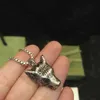 Collana girocollo in argento sterling Sier Designer gioielli tigre Catena cubana in acciaio inossidabile doppia lettera pendenti con lupo per uomo Hip Hop