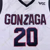 Mitch 2021 Final Four New College NCAA Gonzaga Jerseys 20 Perry Basketball Jersey White Size Men Youth Adult Embroidery