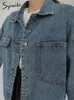 Kvinnorjackor Syiwidii ​​denimjacka för kläder överdimensionerade jeansrock koreanska rockar Spring Fall Blue Outwear 220924