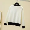 Women's Sweaters sueter mujer 2022 Elegant Women Sweater and Cardigans Button Up Pearl Beading Black White Formal Knit Jacket jersey mujer T220925