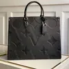 10A Top Tier Mirror Quality Shopping Bag 41cm GM Size Borsa da donna in vera pelle nera con lettere in rilievo Tote Designer di lusso Borsa in tela